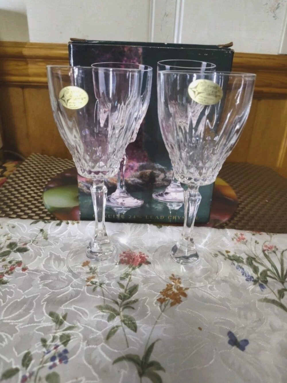 Vintage 1987 Set of Two Barner Elegant Wine Glasses 7 oz Genuine 24 % Lead